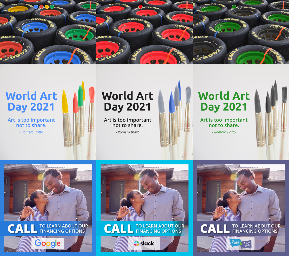 Sample of images that have been recolored to match a brand's colors